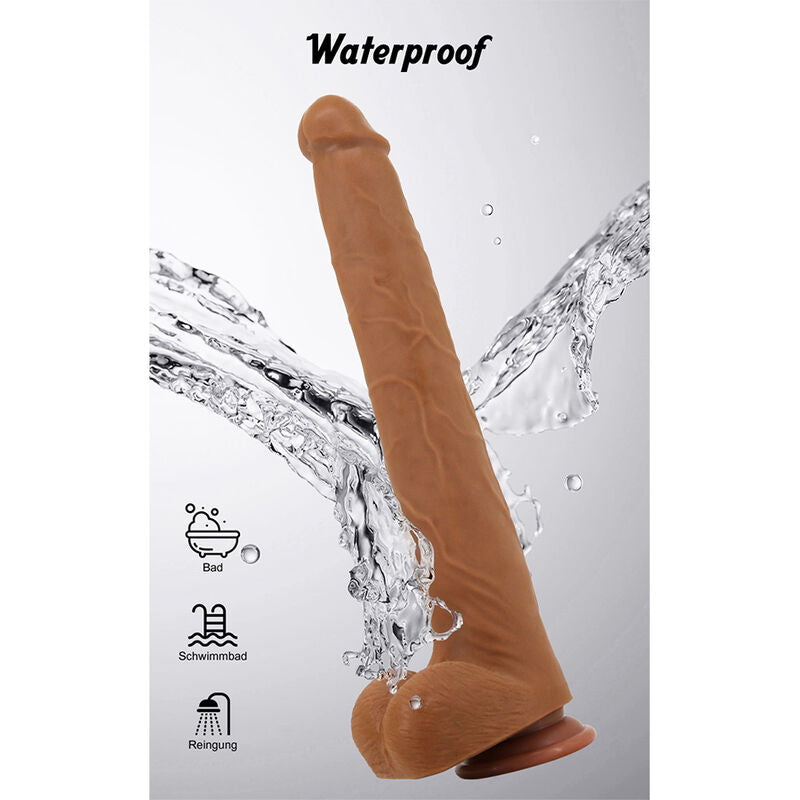 Gode Viggo marron présenté avec des éclaboussures d’eau
