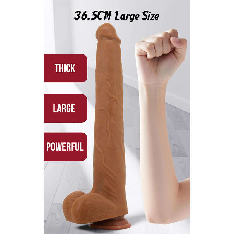 Viggo marron placé à côté d’un avant-bras pour montrer son grand format