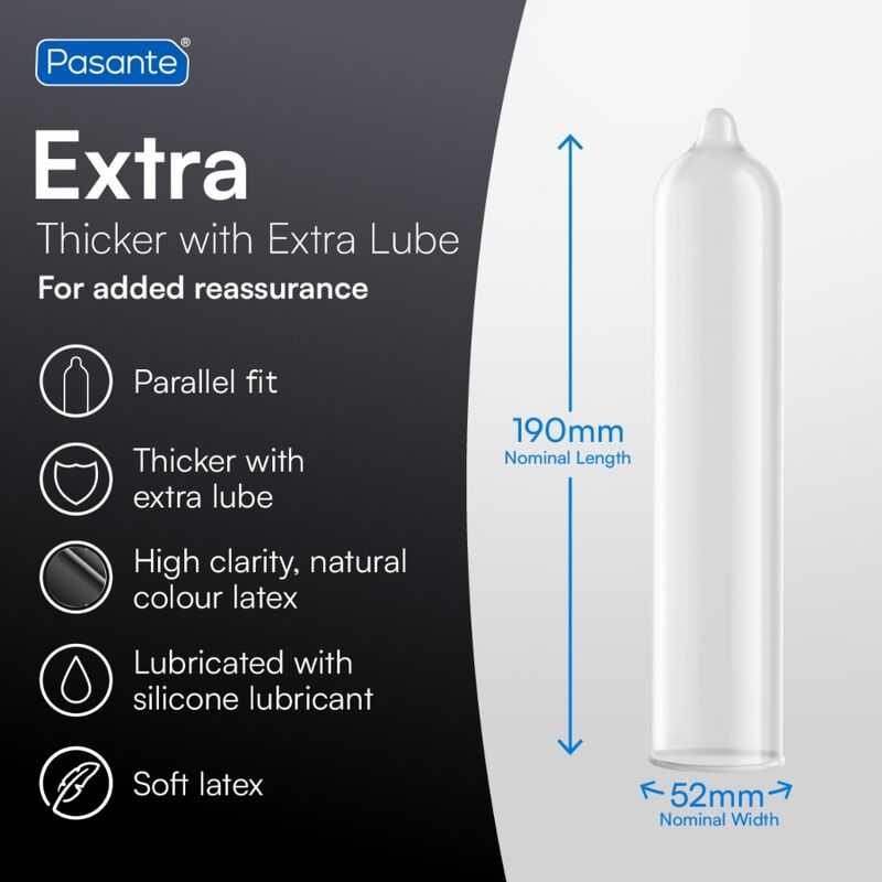 PASANTE EXTRA PRESERVATIFS EXTRA EPAIS AVEC LUBRIFICATION SUPPLEMENTAIRE 12 UNITES