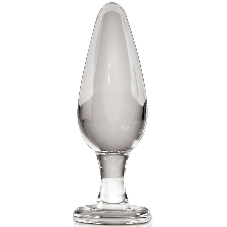 Plug anal verre soufflé main forme goutte 10 cm — vue de profil