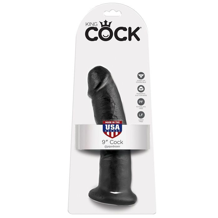 Gode réaliste noir 23 cm avec ventouse — vue de profil