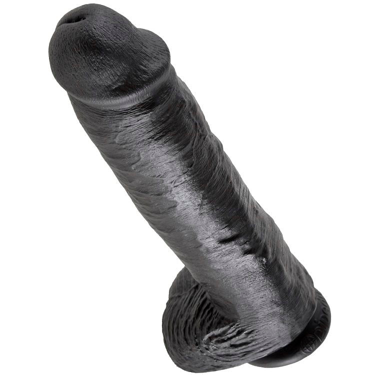 KING COCK 11 GODE NOIR AVEC BOULES 28 CM
