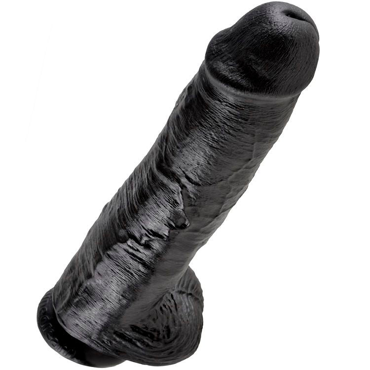 KING COCK 11 GODE NOIR AVEC BOULES 28 CM