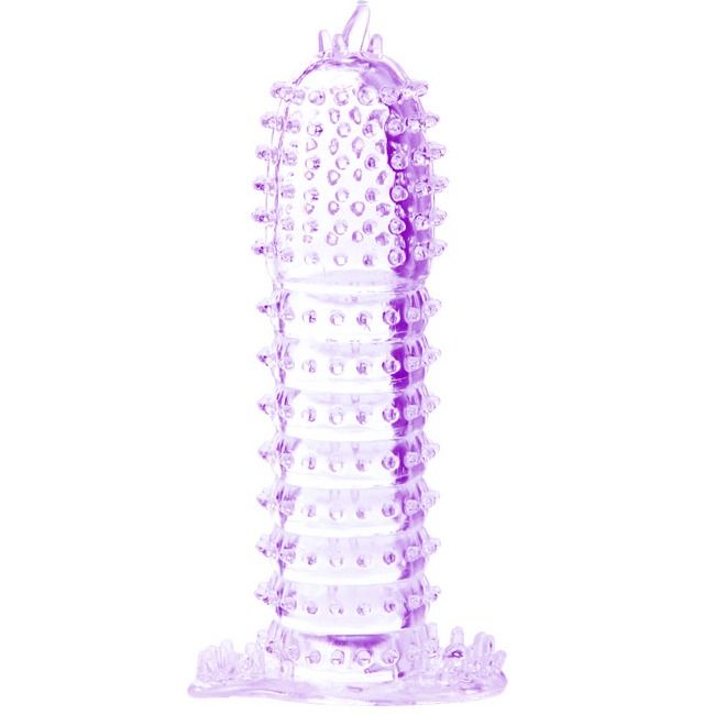 Gaine pénis Gaine pénienne nodules stimulants 14 cm violet — Baile en Silicone violet 14.2 cm vu de face