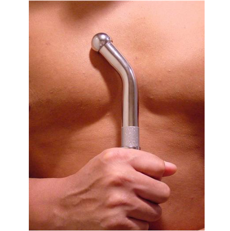 Canule de douche anale courbée acier 20 cm — emballage