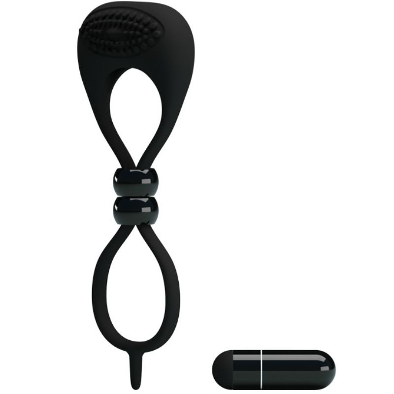 Double cockring vibrant silicone pénis et testicules — vue détaillée