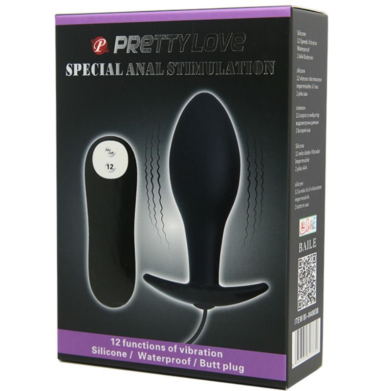 PRETTY LOVE PLUG ANAL FORME DANCRE SILICONE 12 MODES DE VIBRATION NOIR