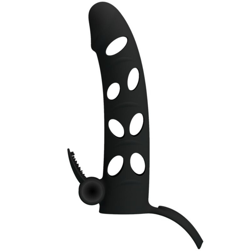 Gaine pénienne vibrante silicone 15,2 cm + cockring — vue de profil