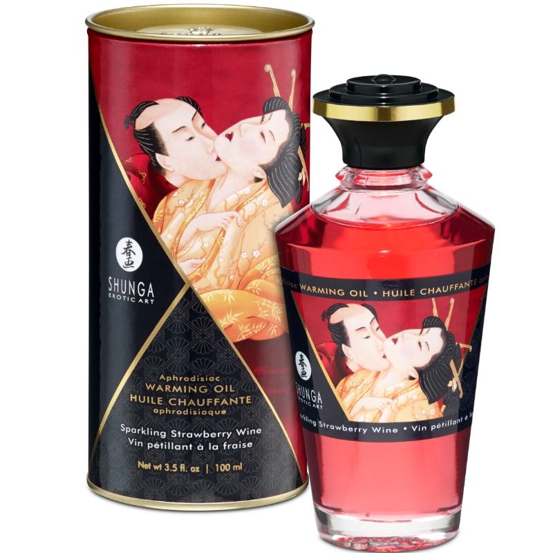 SHUNGA HUILE DE MASSAGE EFFET CHALEUR FRAISES ET CAVA 100 ML