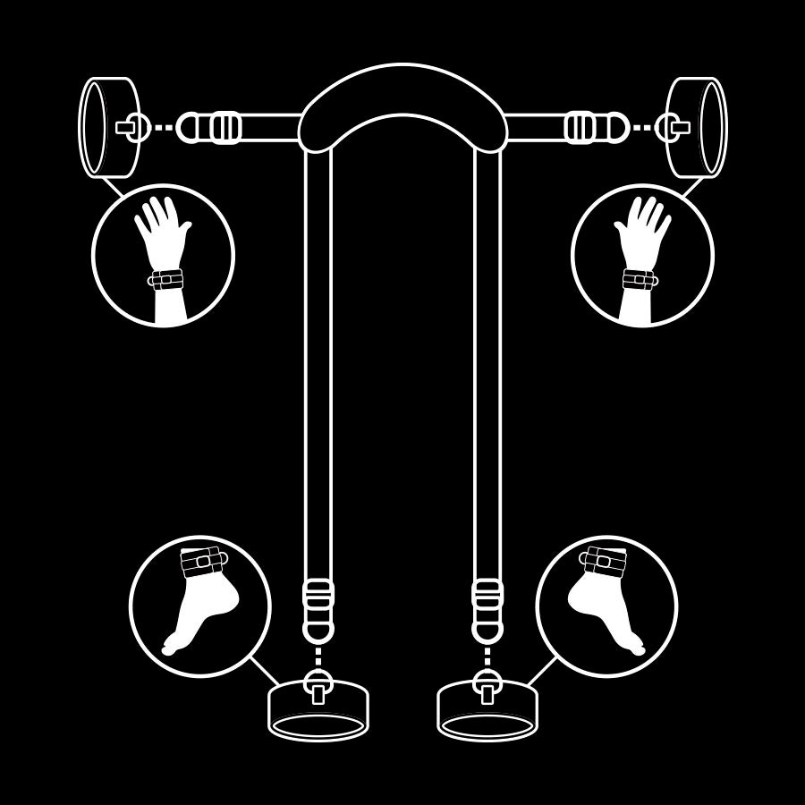 FETISH SUBMISSIVE POSITION MAITRE AVEC 4 MENOTTES DOUBLEES DE NOPRENE