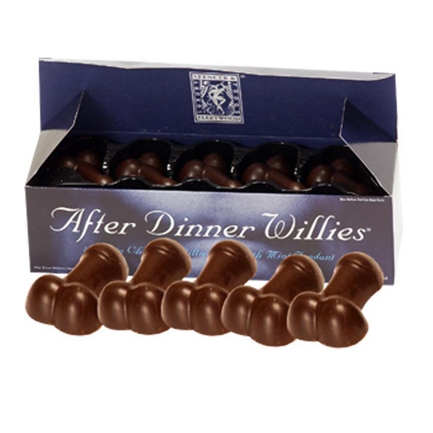 Mug pénis Spencer & Fletwood Chocolats After Dinner Willies — boîte de 8 vu de face