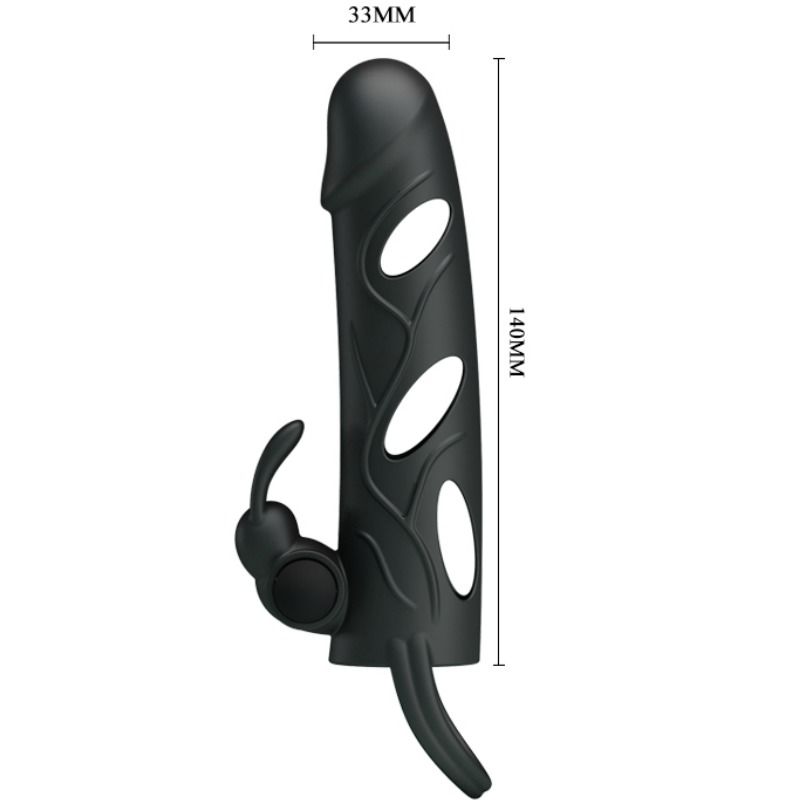 Gaine pénienne vibrante avec stimulateur 14 cm — autre angle