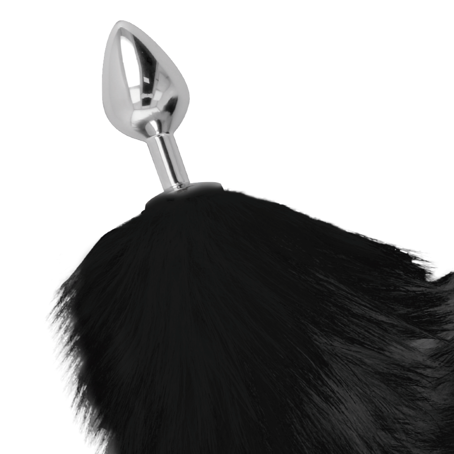 DARKNESS PLUG ANAL ARGENT 8 CM AVEC QUEUE NOIRE