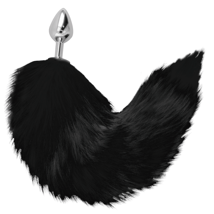 DARKNESS PLUG ANAL ARGENT 8 CM AVEC QUEUE NOIRE