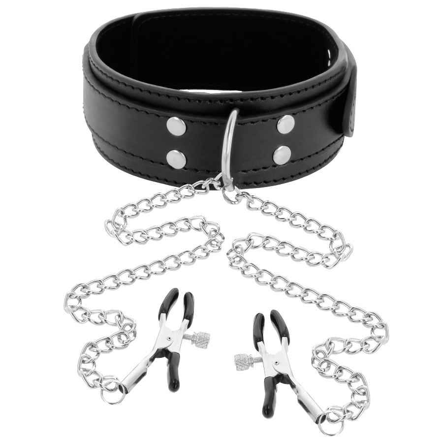 DARKNESS COLLIER AVEC PINCES NIPPLE NOIR