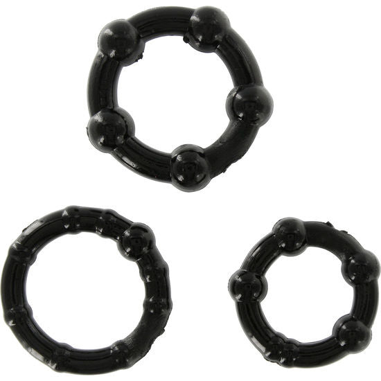 SEVEN CREATIONS ENSEMBLE DE TROIS ANNEAUX PENIS NOIR