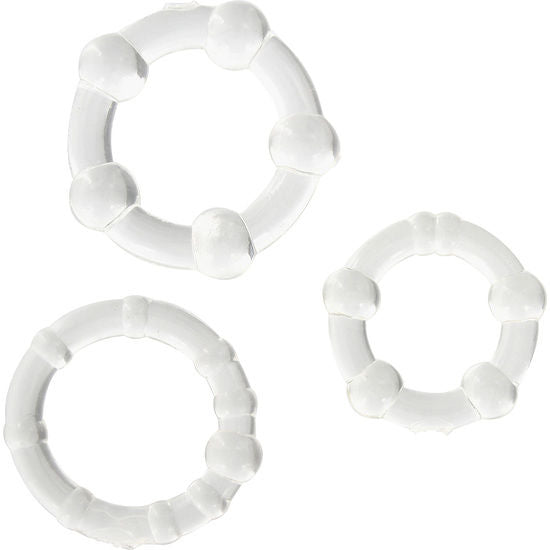 SEVEN CREATIONS ENSEMBLE DE TROIS ANNEAUX PENIS TRANSPARENTS