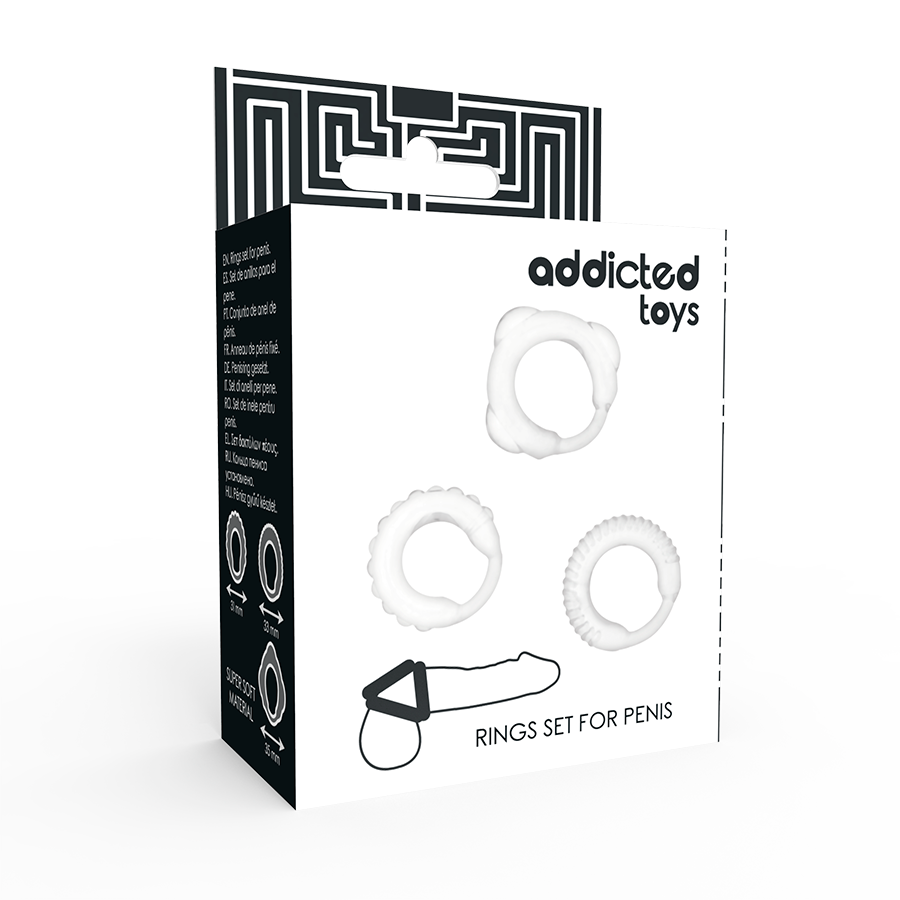 Set 3 cockrings silicone transparent multi-tailles — vue détaillée