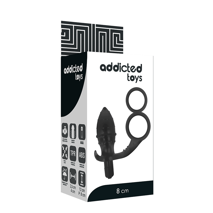 Plug vibrant prostate avec double cockring — en situation