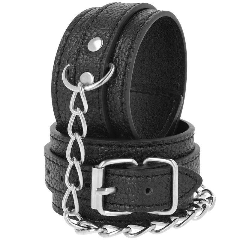 DARKNESS MENOTTES EN CUIR TEXTURE NOIR