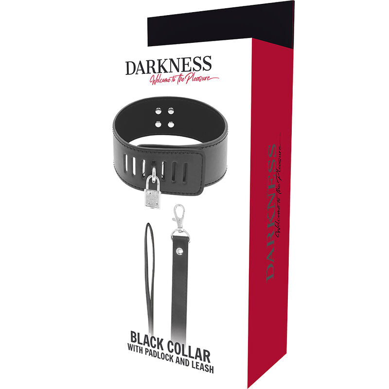 Collier BDSM large avec laisse et cadenas — emballage