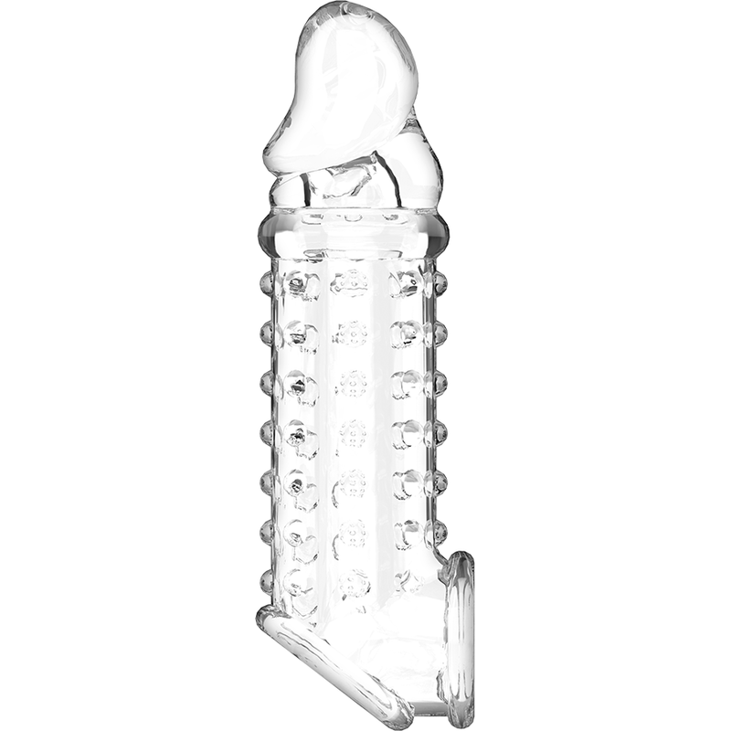 Gaine fermée texturée à picots transparente +2 cm — gros plan