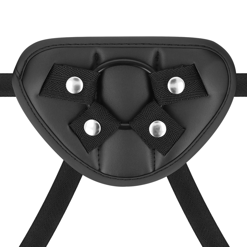 Gode réaliste silicone liquide 18 cm + harnais — vue de trois-quarts
