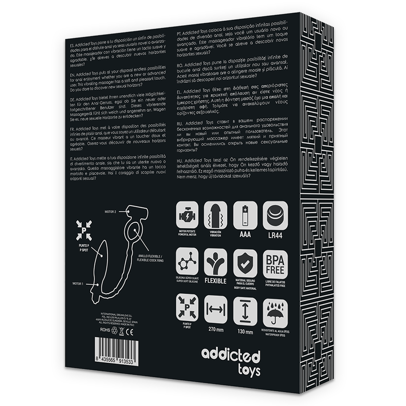 Plug vibrant avec cockring télécommandé 10 modes — emballage