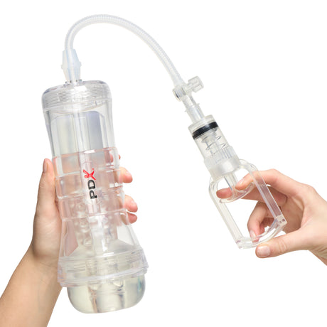 Clear XXL Male Masturbator with Suction Pump 27.3 cm — Viewtube VAC
