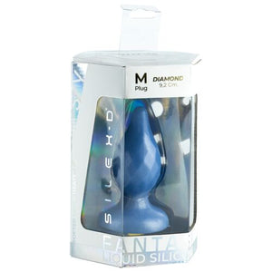 Plug Bijou Diamond Bleu Nacré 9 cm - Silicone Souple Ultra-Doux