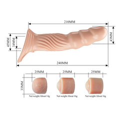 Gaine d'extension pénienne réaliste +7,5 cm avec 3 embouts couleur peau