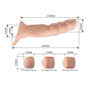 Gaine d'extension pénienne réaliste +7,5 cm avec 3 embouts couleur peau