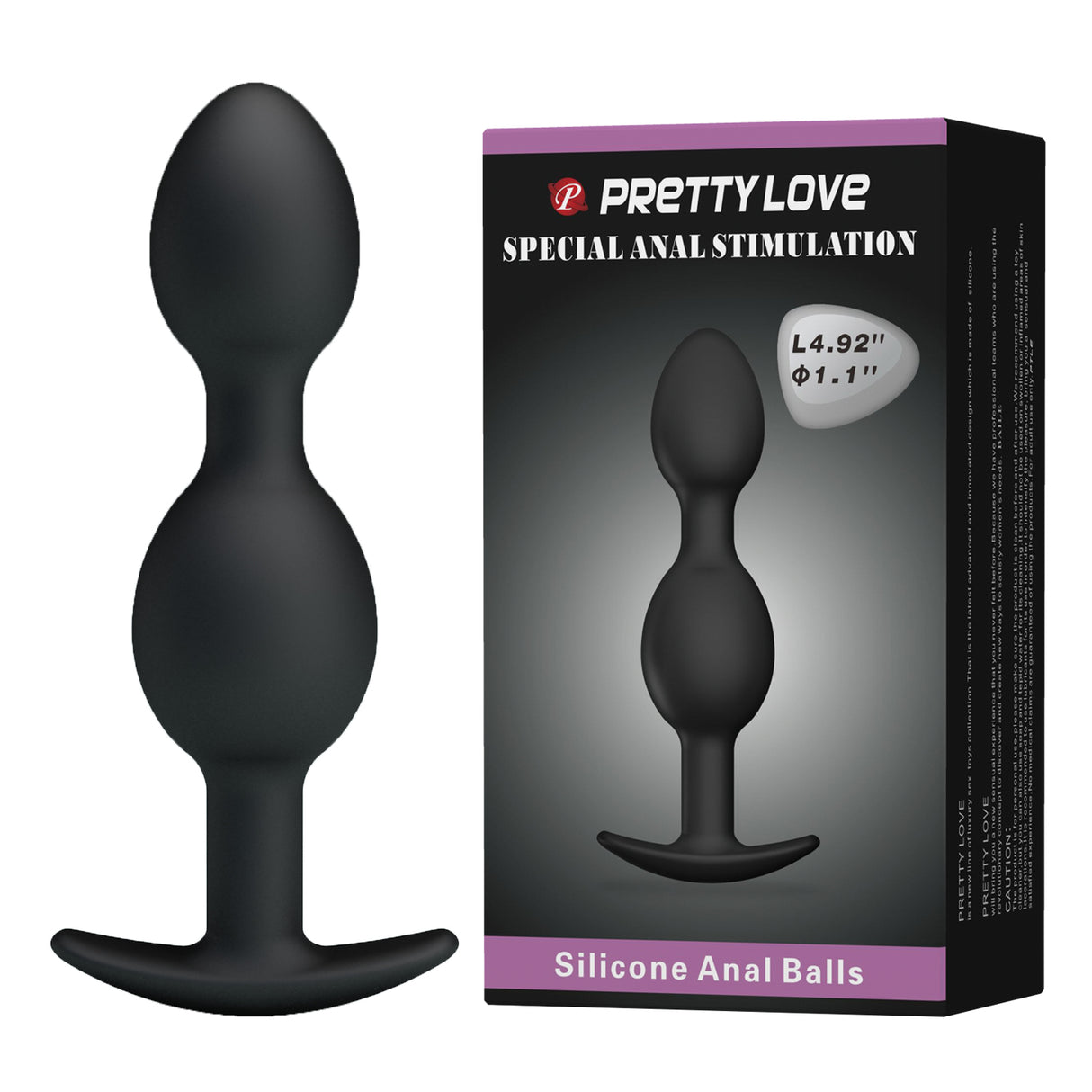 Silikon-Analkette 12,5 cm mit Griff — Silicone Anal Balls