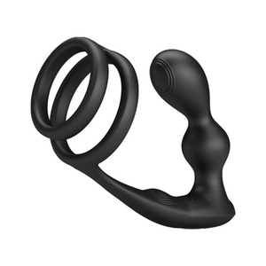 Cockring double anneau + masseur prostatique vibrant télécommandé — Marshall