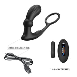 Stimulateur prostate vibrant avec cockring télécommandé — Warren