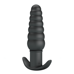 Plug anal vibrant silicone nervuré 11 cm base T-stop — Aeolis