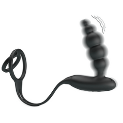Cockring double + plug vibrant bulbeux — Vibration penis sleeve III