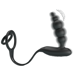 Cockring double + plug vibrant bulbeux — Vibration penis sleeve III