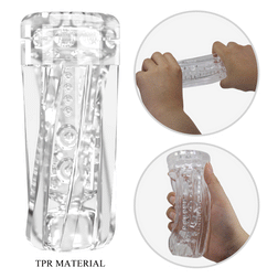 Masturbateur vibrant transparent texturé 19 cm - Tamara