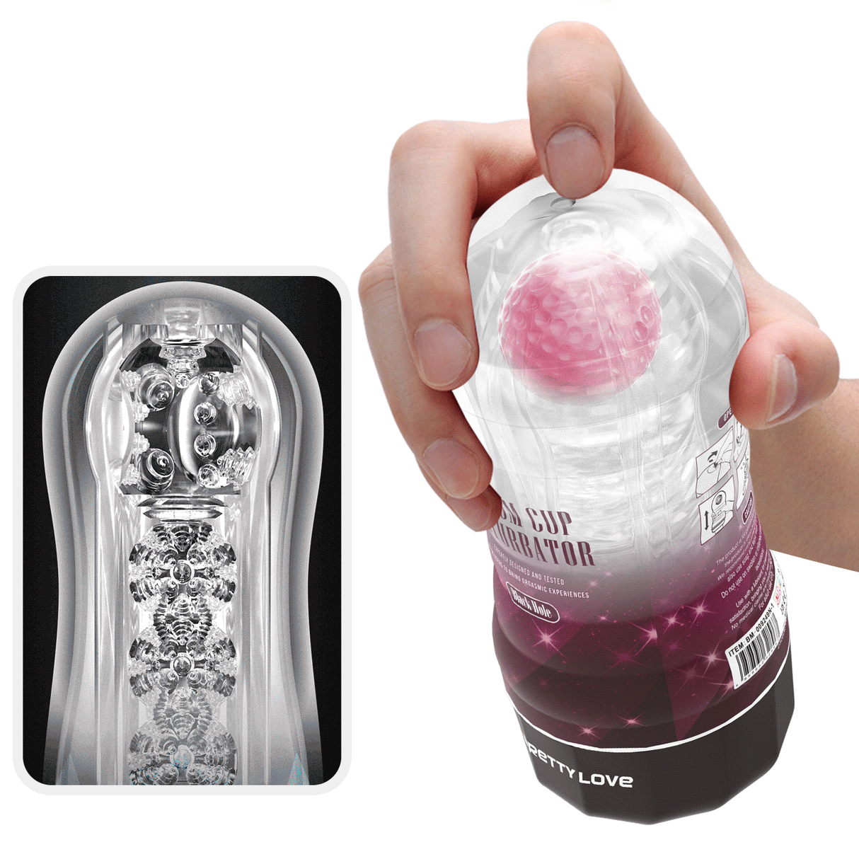 Masturbateur succion transparent avec boule stimulante — Black Hole
