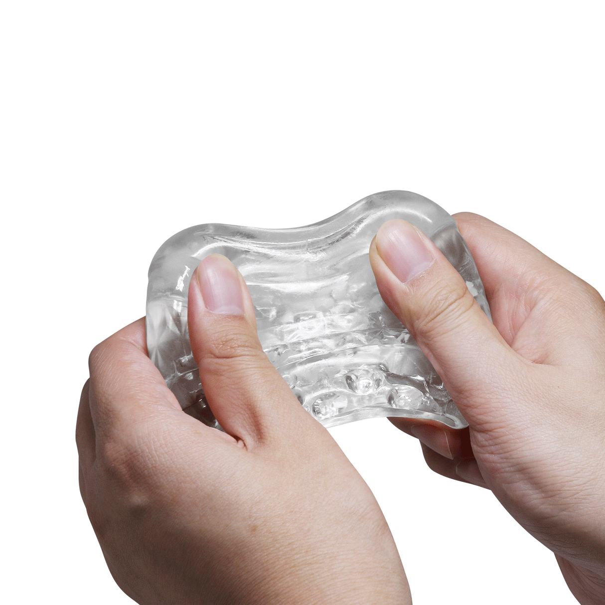 Masturbateur double orifice transparent format diamant tunnel ondulé — Cole