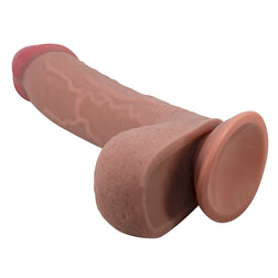 Gode réaliste marron à peau coulissante 23 cm