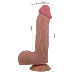 Gode réaliste marron à peau coulissante 23 cm