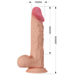 Maße des Vibrationsdildos Buraq: insgesamt 24 cm, 18 cm einführbar und 5 cm Durchmesser.