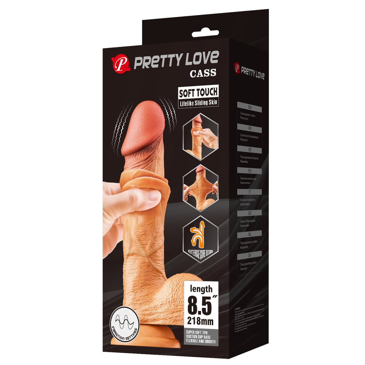 Gode réaliste vibrant et coulissant 21,8 cm