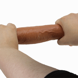 Realistic sliding-skin dildo 21 cm brown — Keon