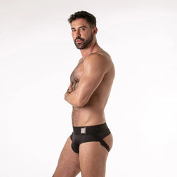 Jockstrap Lock It preto usado de perfil