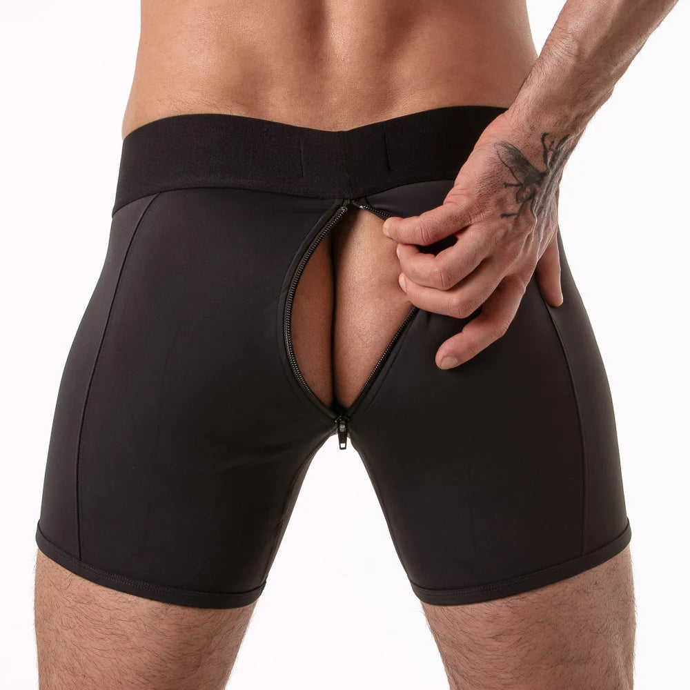 Geopende achterrits van de zwarte Lock It boxershort