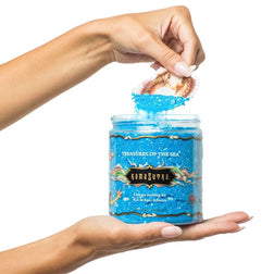 Pot de sels de bain bleus Kama Sutra avec coquillage doseur