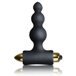 Plug anal en silicone noir à trois boules avec moteur intégré